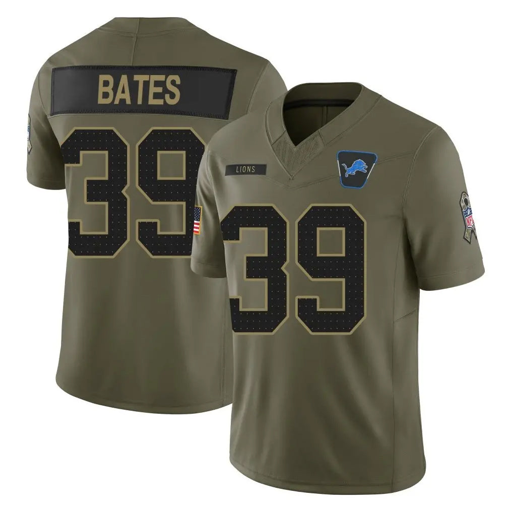 PHIN D.Lions #39 Jake Bates Player Olive 2025 Salute To Service Limited Home Game Stitched Jerseys