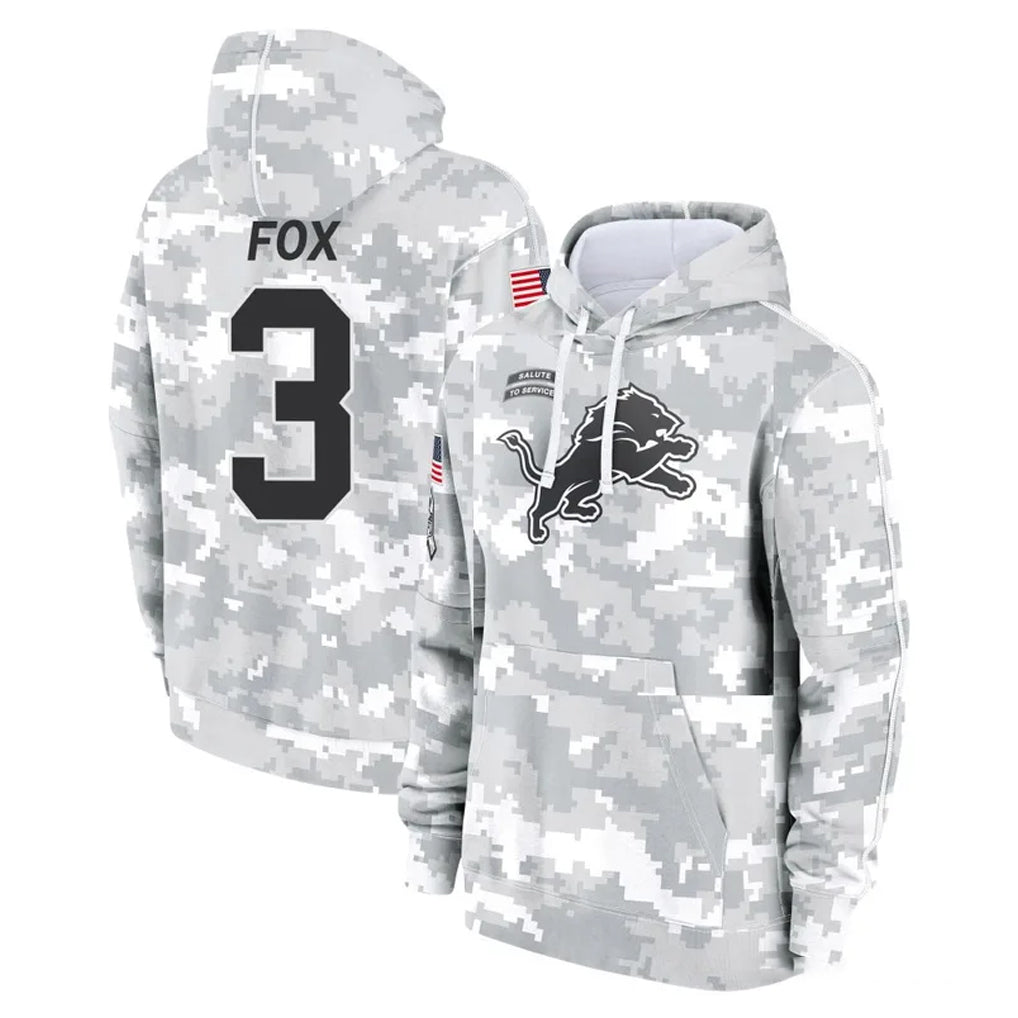 PHIN D.Lions #3 Jack Fox Player Arctic Camo Salute to Service Hoodies Limited Game Stitched Jerseys