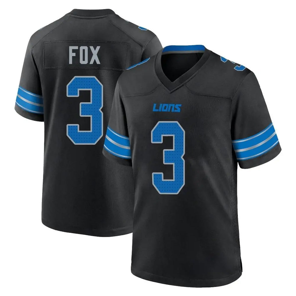 PHIN D.Lions #3 Jack Fox Player Black Alternate Home Game Stitched Jerseys