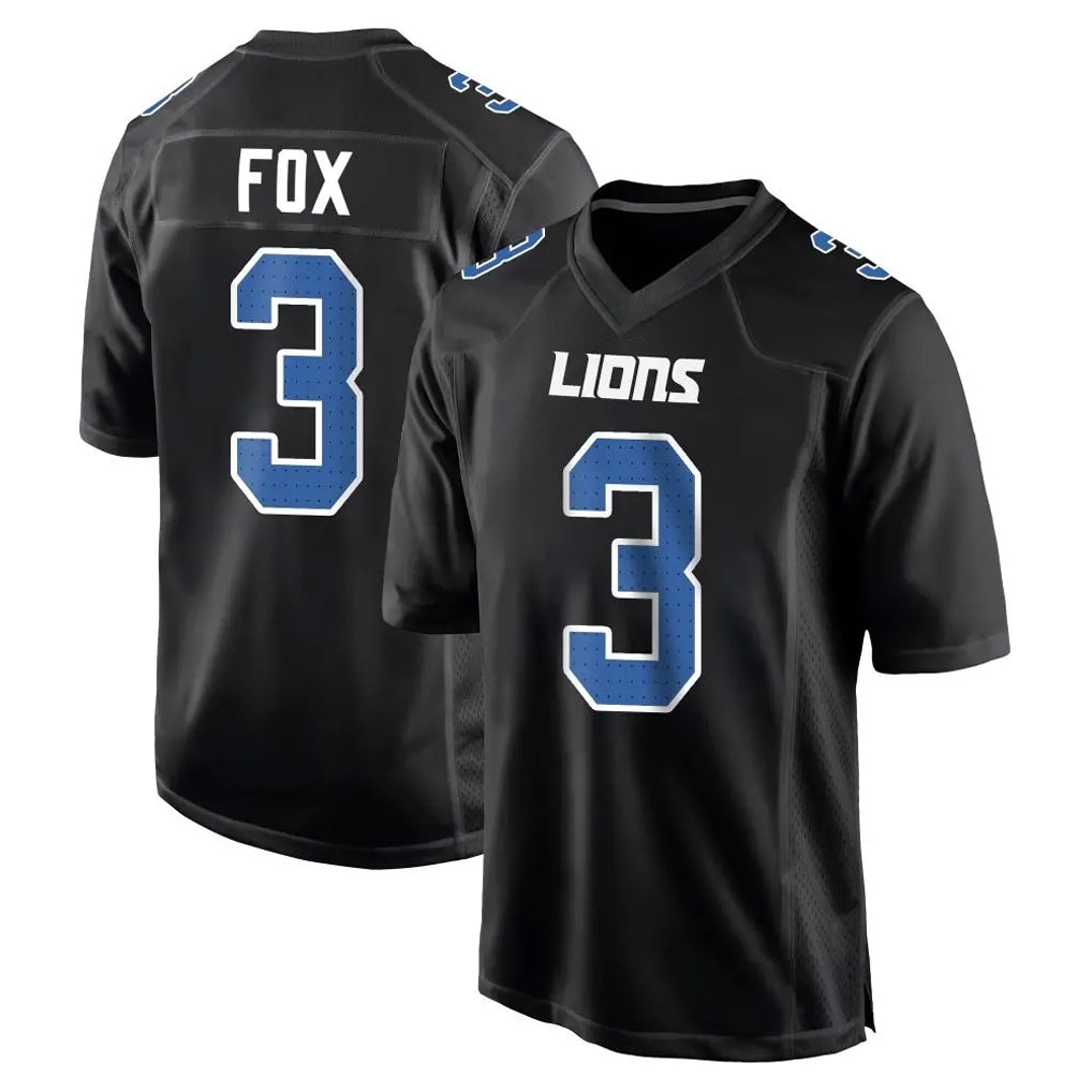 PHIN D.Lions #3 Jack Fox Player Black Fashion Home Game Stitched Jerseys