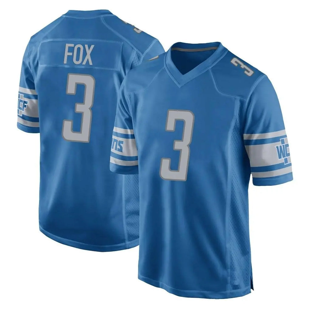 PHIN D.Lions #3 Jack Fox Player Blue Alternate Home Game Stitched Jerseys