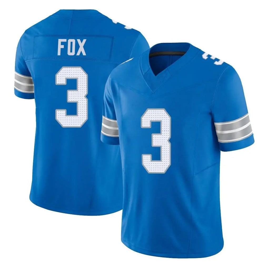 PHIN D.Lions #3 Jack Fox Player Blue Limited Vapor F.U.S.E. Alternate Home Game Stitched Jerseys