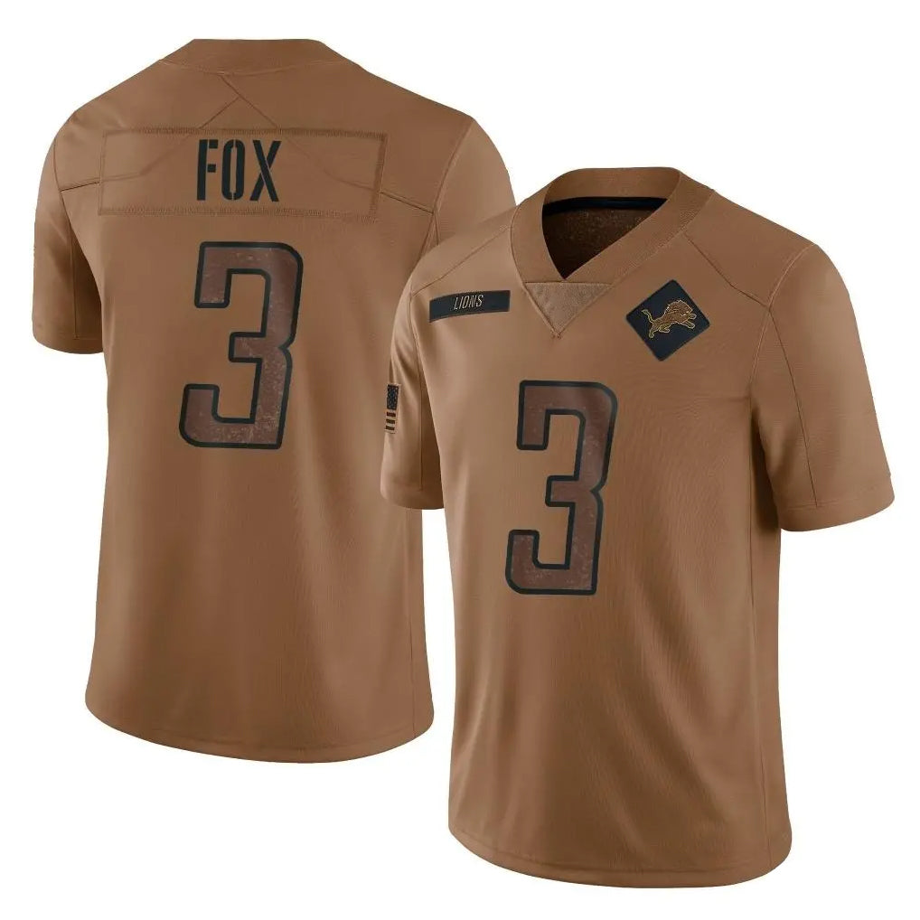 PHIN D.Lions #3 Jack Fox Player Brown Salute To Service Limited Stitched Jerseys