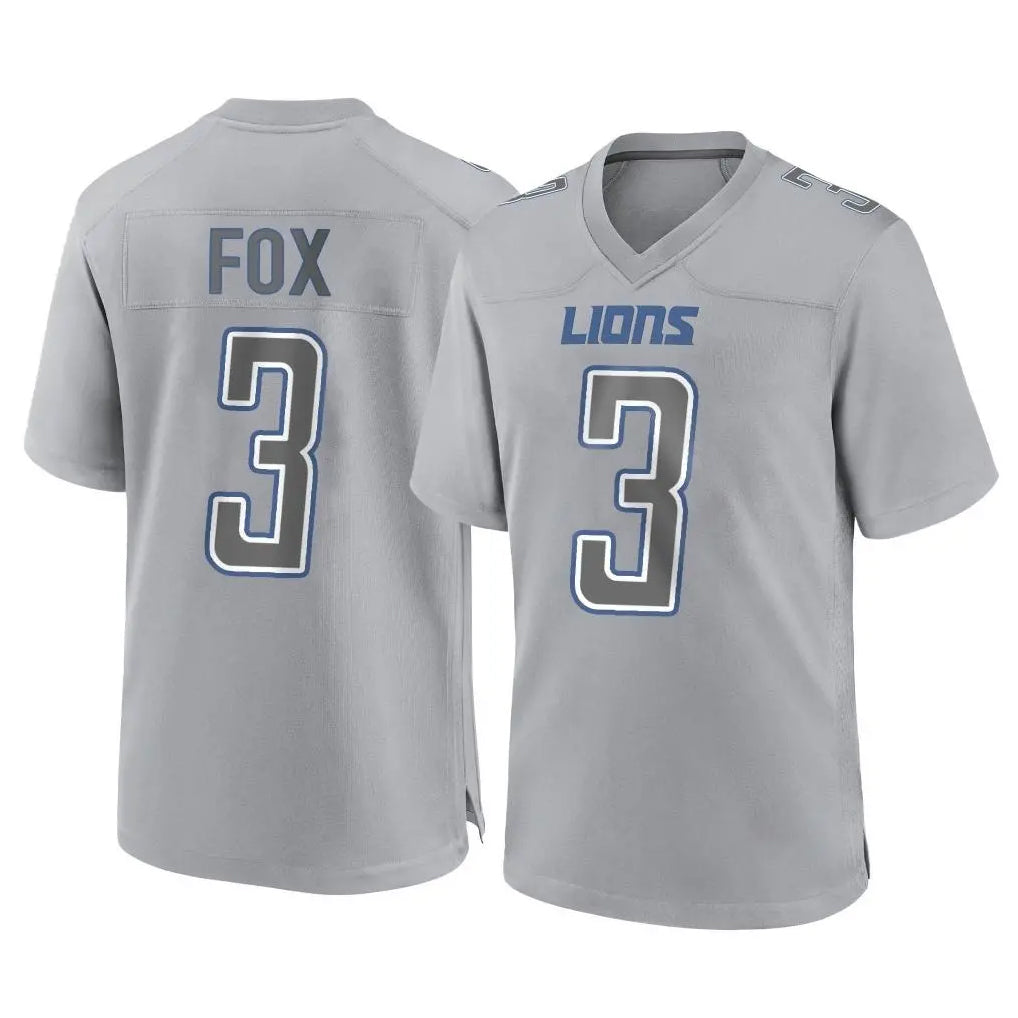 PHIN D.Lions #3 Jack Fox Player Gray Atmosphere Fashion Home Game Stitched Jerseys