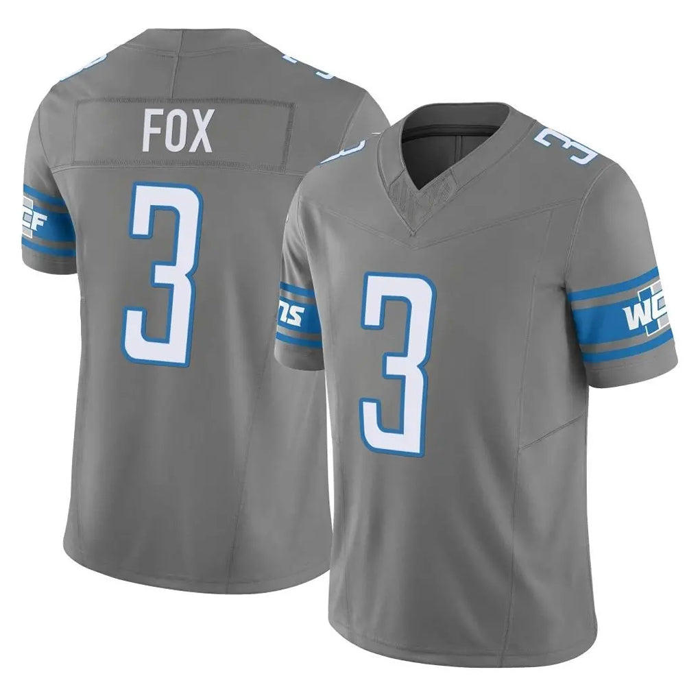 PHIN D.Lions #3 Jack Fox Player Gray Vapor F.U.S.E. Limited Home Game Stitched Jerseys