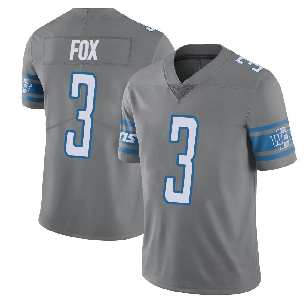 PHIN D.Lions #3 Jack Fox Player Gray Vapor Untouchable Limited Home Game Stitched Jerseys