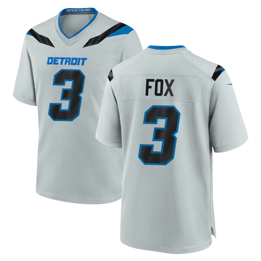 PHIN D.Lions #3 Jack Fox Player Silver 2026 Rivalries Collection Home Game Stitched Jerseys