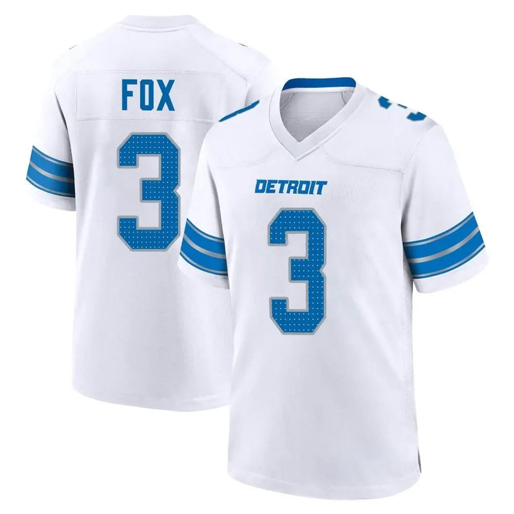 PHIN D.Lions #3 Jack Fox Player White Alternate Home Game Stitched Jerseys