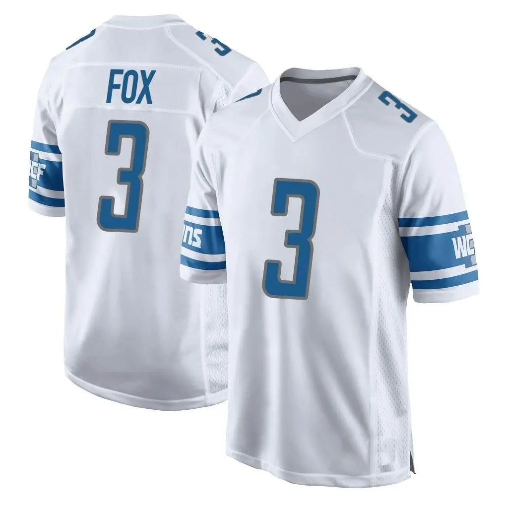 PHIN D.Lions #3 Jack Fox Player White Home Game Stitched Jerseys