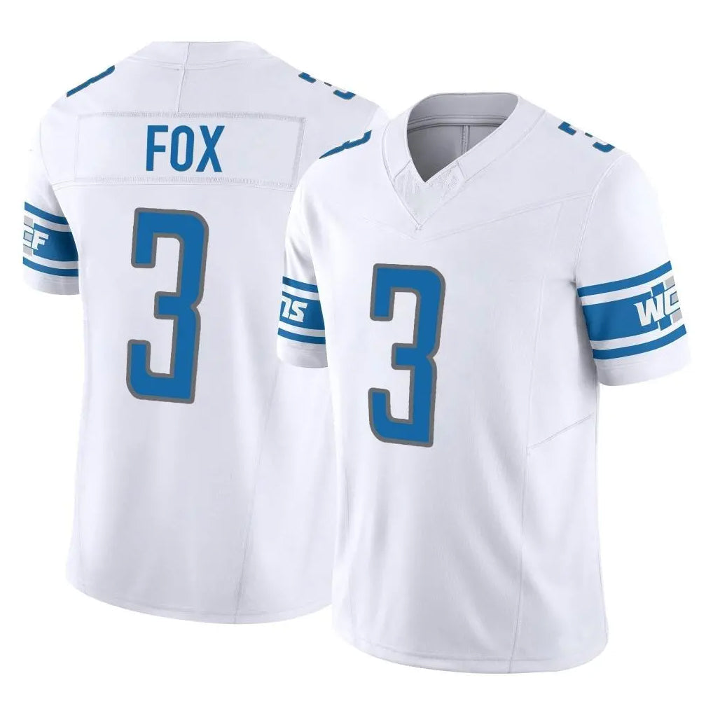 PHIN D.Lions #3 Jack Fox Player White Vapor F.U.S.E. Limited Home Game Stitched Jerseys