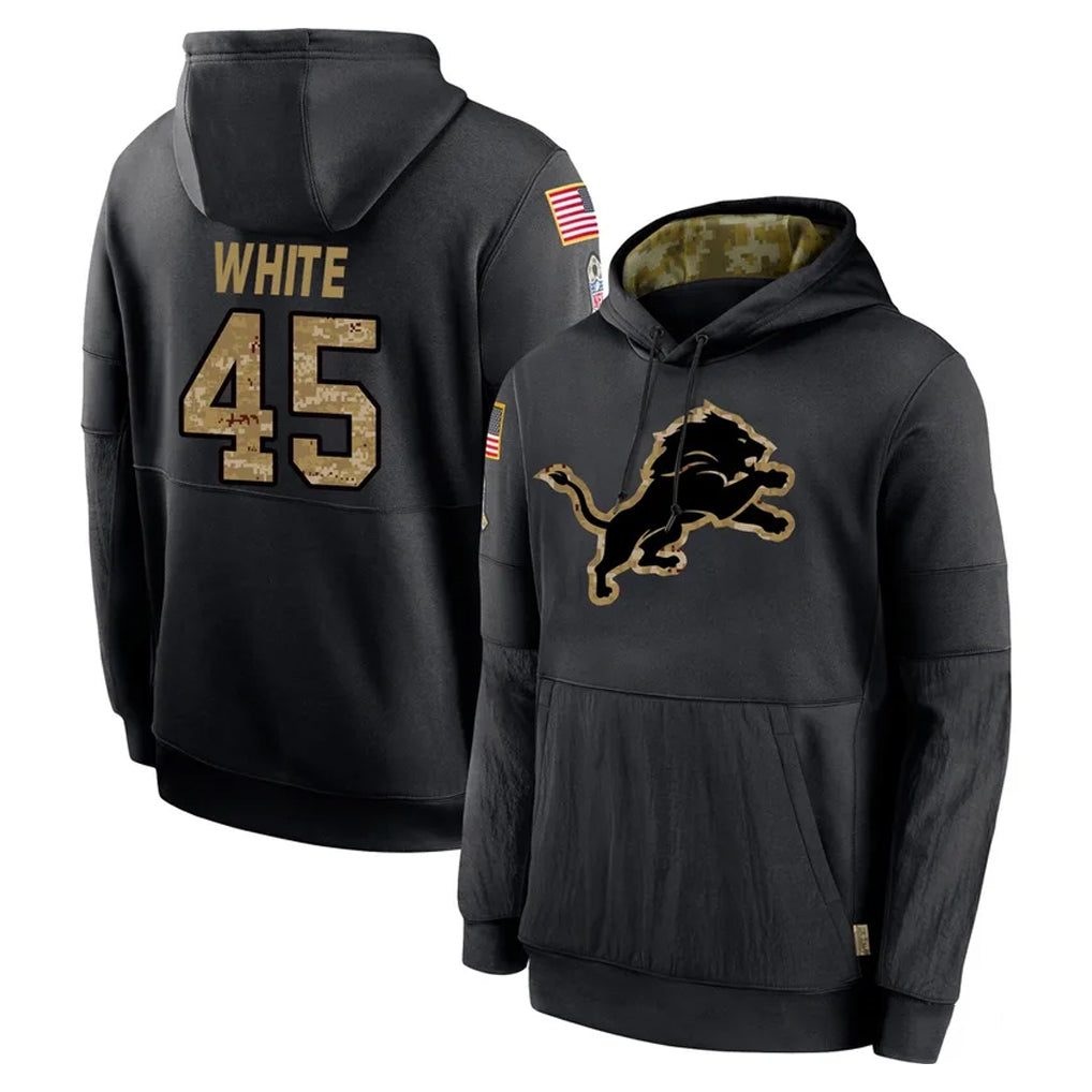 PHIN D.Lions #45 Devin White Player Black Salute to Service Hoodies Limited Game Stitched Jerseys