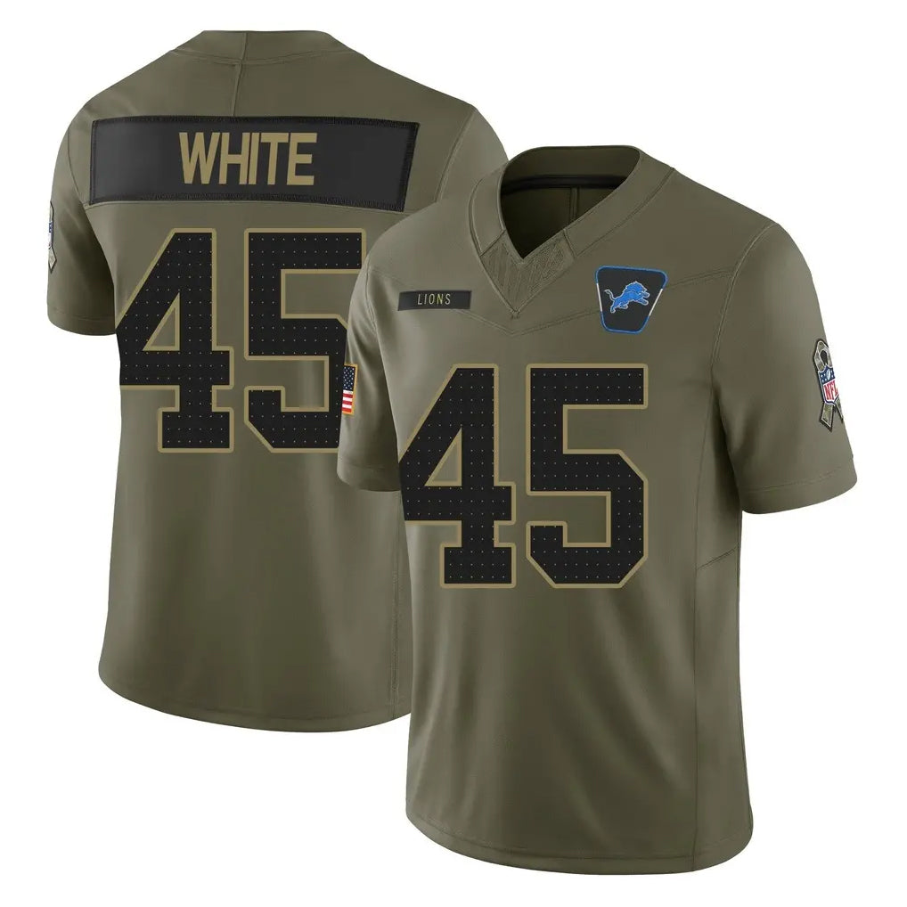 PHIN D.Lions #45 Devin White Player Olive 2025 Salute To Service Limited Home Game Stitched Jerseys