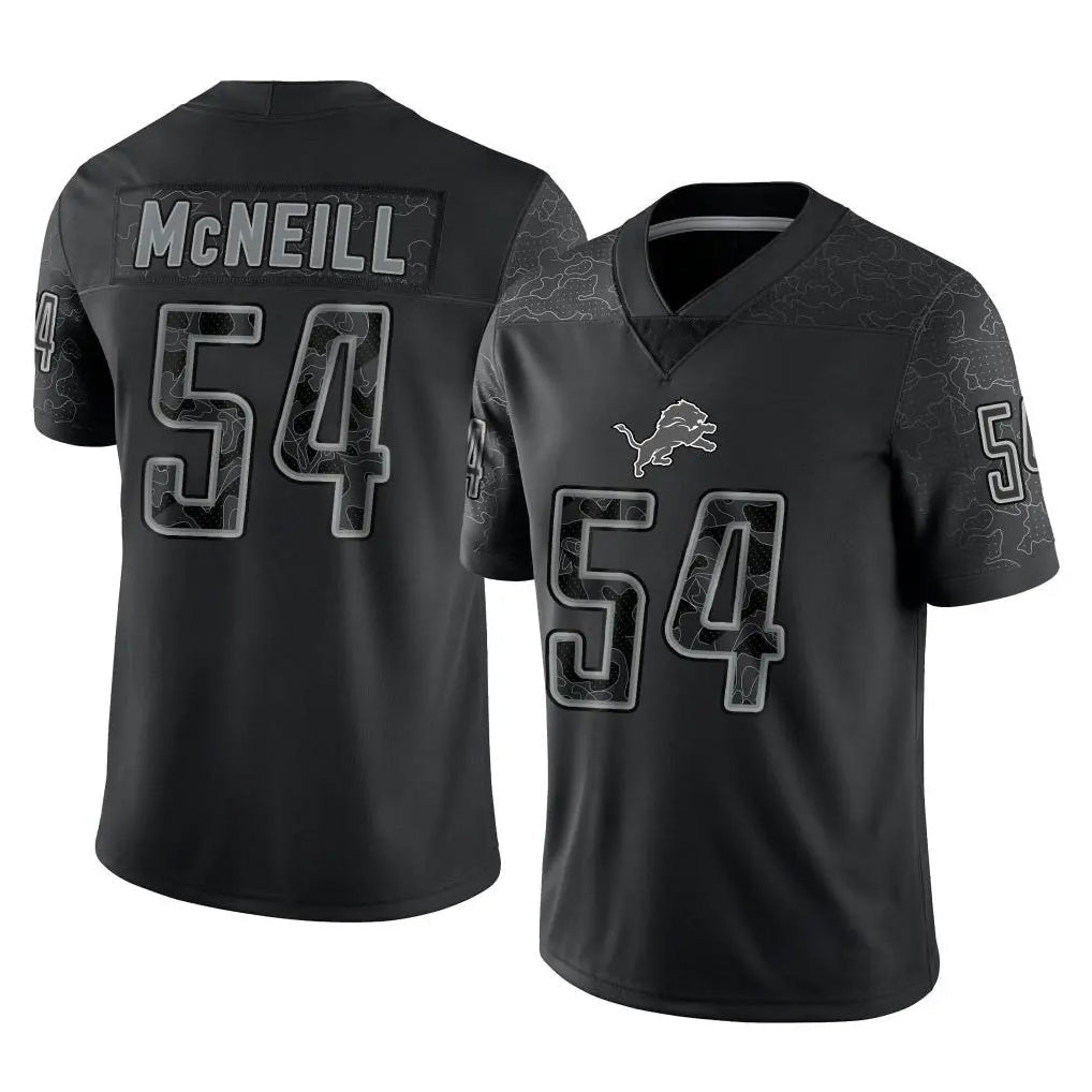 PHIN D.Lions #54 Alim McNeill Player Black Reflective Limited Home Game Stitched Jerseys