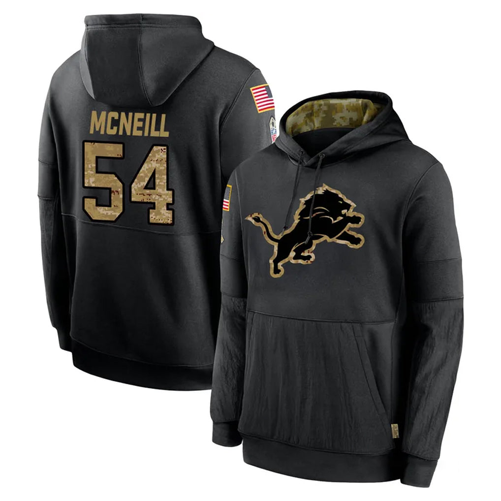 PHIN D.Lions #54 Alim McNeill Player Black Salute to Service Hoodies Limited Game Stitched Jerseys