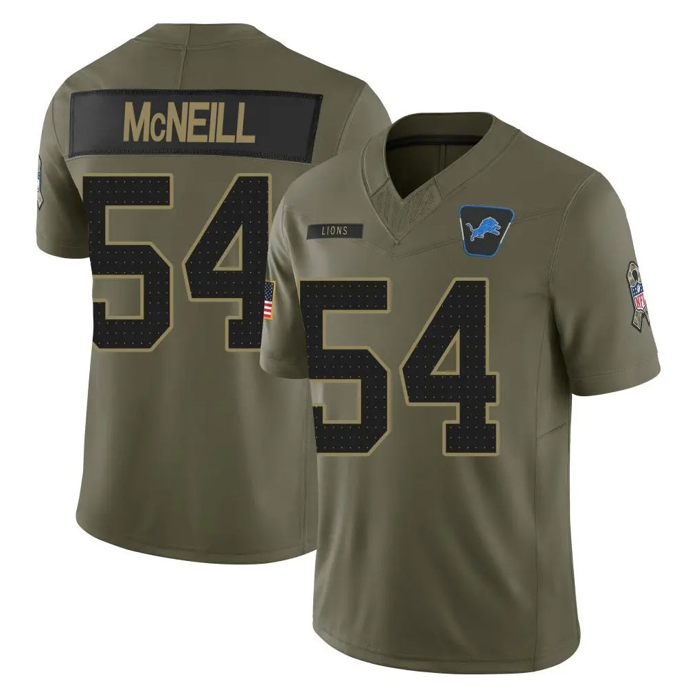 PHIN D.Lions #54 Alim McNeill Player Olive 2025 Salute To Service Limited Home Game Stitched Jerseys