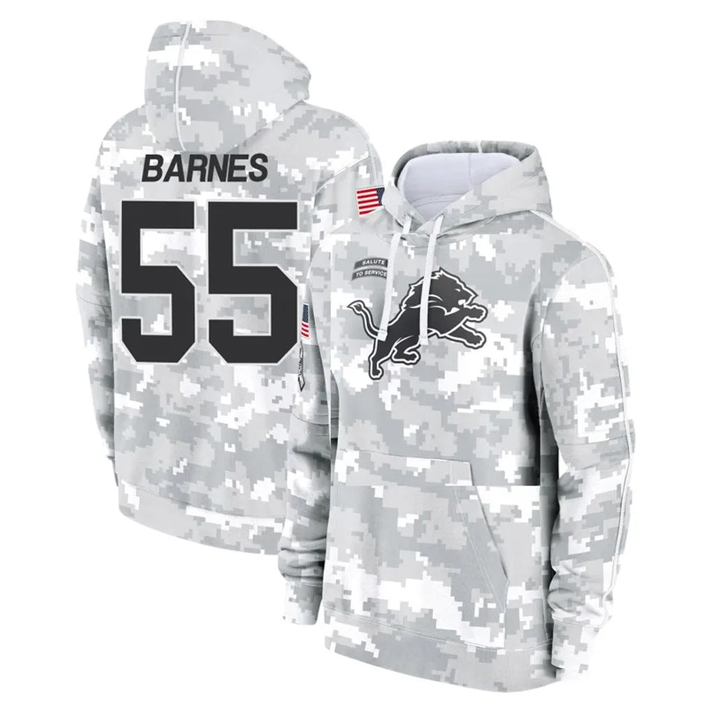 PHIN D.Lions #55 Derrick Barnes Player Arctic Camo Salute to Service Hoodies Limited Game Stitched Jerseys