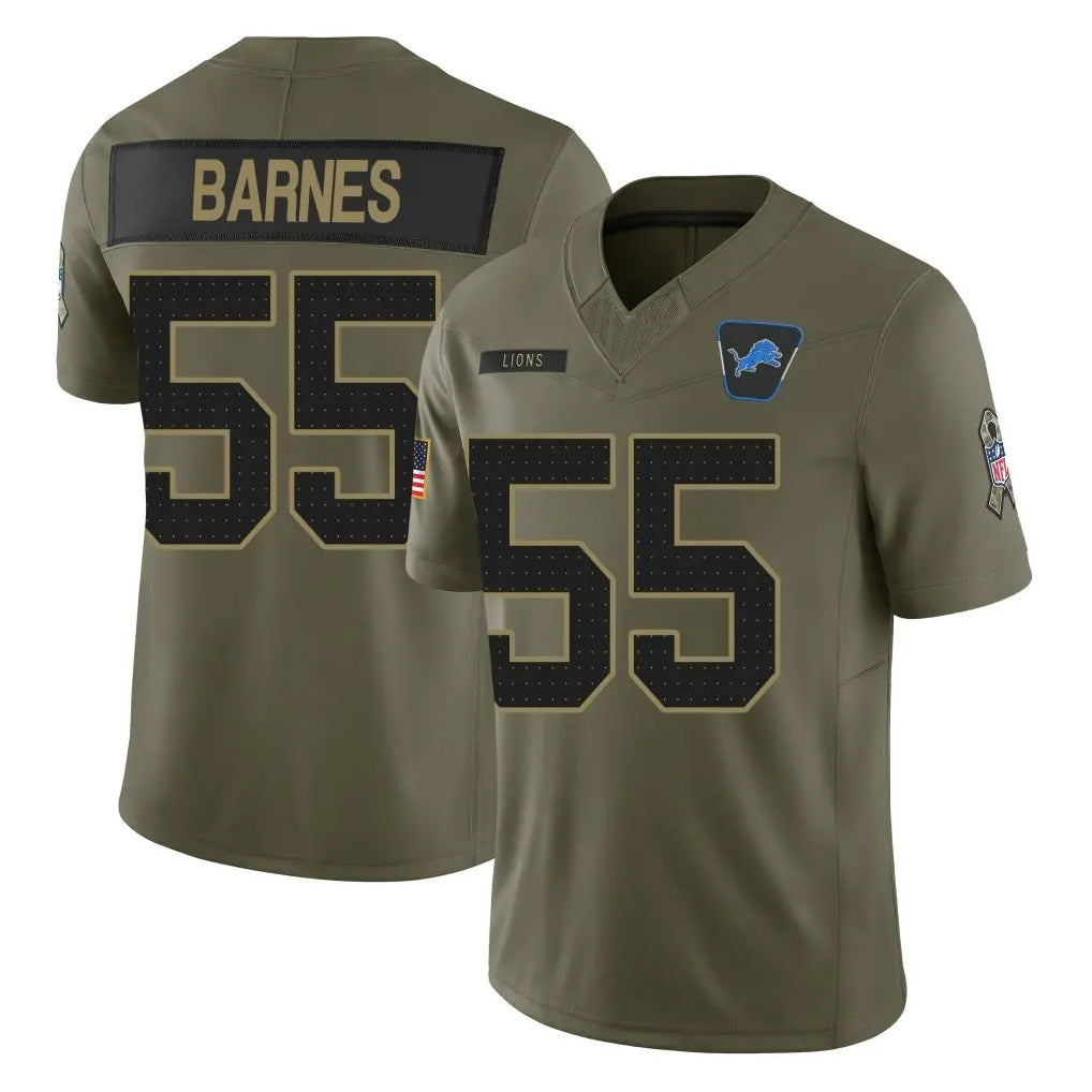 PHIN D.Lions #55 Derrick Barnes Player Olive 2025 Salute To Service Limited Home Game Stitched Jerseys