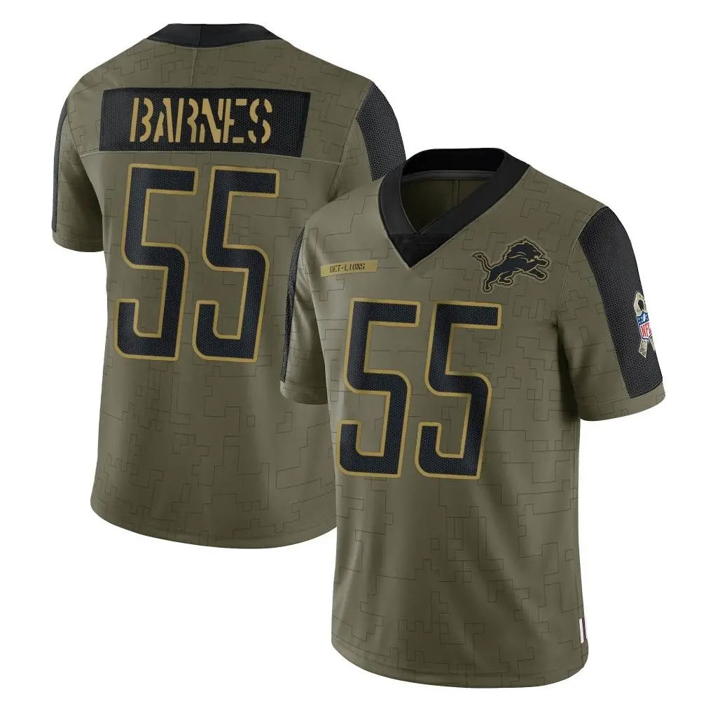 PHIN D.Lions #55 Derrick Barnes Player Olive Salute To Service Limited Game Stitched Jerseys