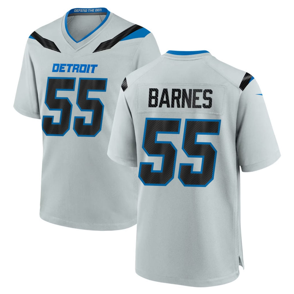 PHIN D.Lions #55 Derrick Barnes Player Silver 2026 Rivalries Collection Home Game Stitched Jerseys