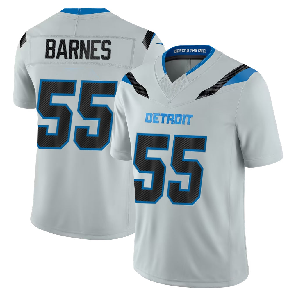 PHIN D.Lions #55 Derrick Barnes Player Silver Limited 2026 Rivalries Collection Home Game Stitched Jerseys
