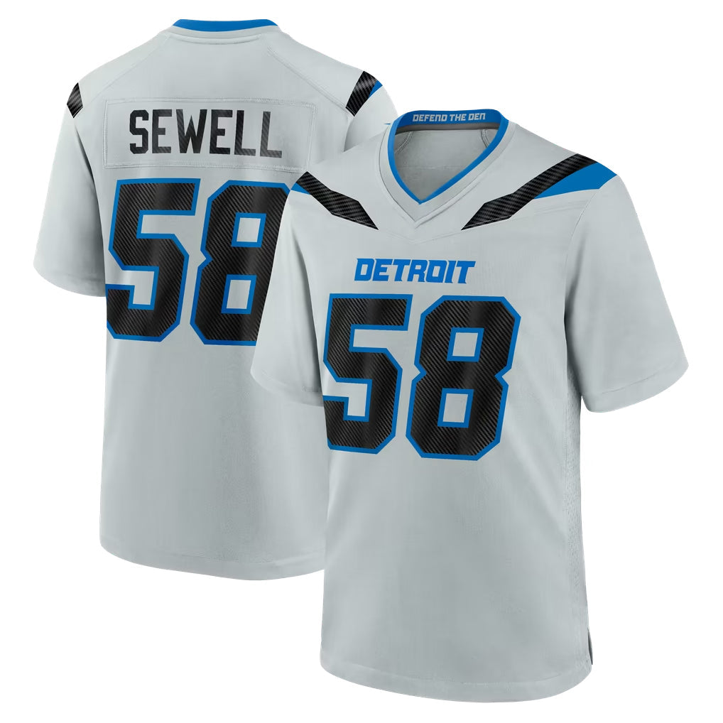 PHIN D.Lions #58 Penei Sewell Player Silver 2026 Rivalries Collection Home Game Stitched Jerseys