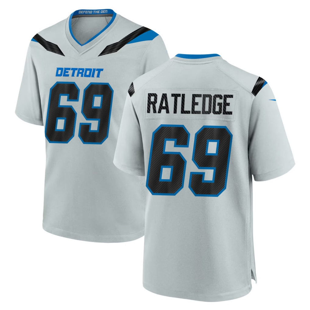 PHIN D.Lions #69 Tate Ratledge Player Silver 2026 Rivalries Collection Home Game Stitched Jerseys