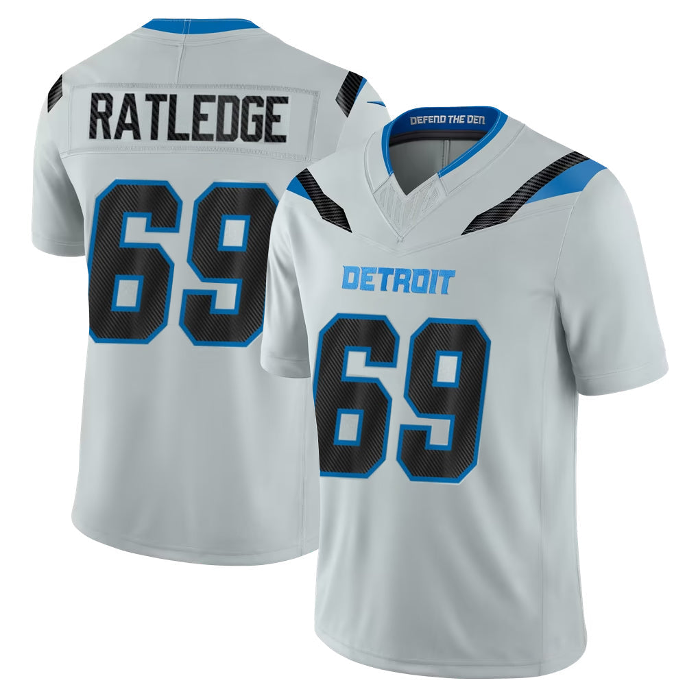PHIN D.Lions #69 Tate Ratledge Player Silver Limited 2026 Rivalries Collection Home Game Stitched Jerseys