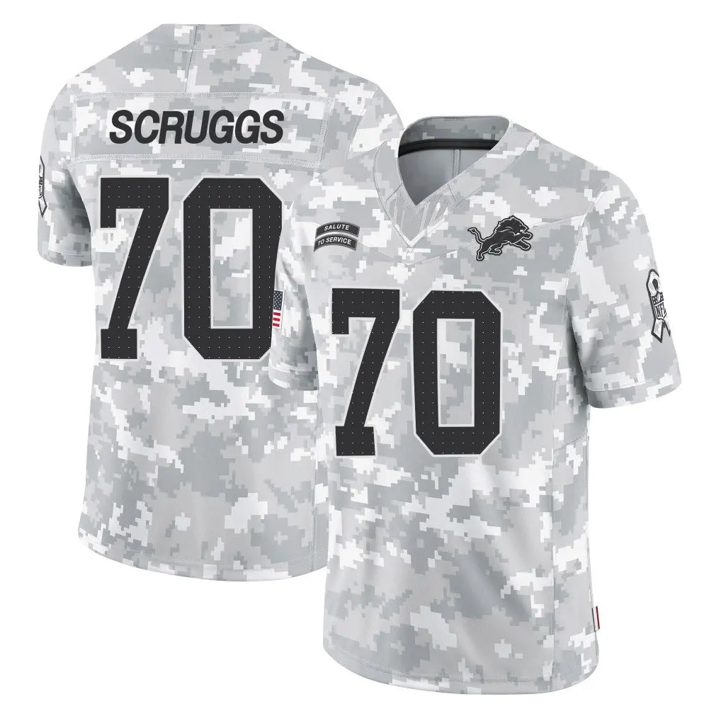 PHIN D.Lions #70 Juice Scruggs Player Arctic Camo Salute To Service Limited Stitched Jerseys
