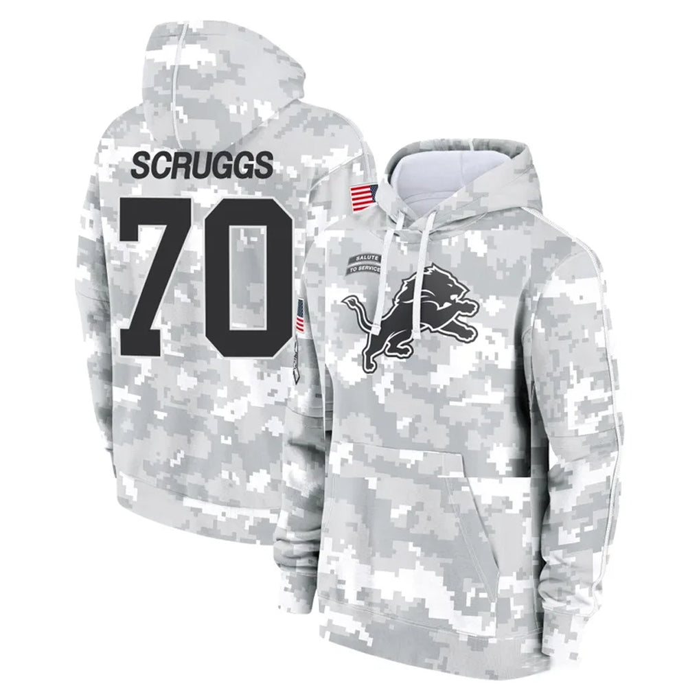 PHIN D.Lions #70 Juice Scruggs Player Arctic Camo Salute to Service Hoodies Limited Game Stitched Jerseys
