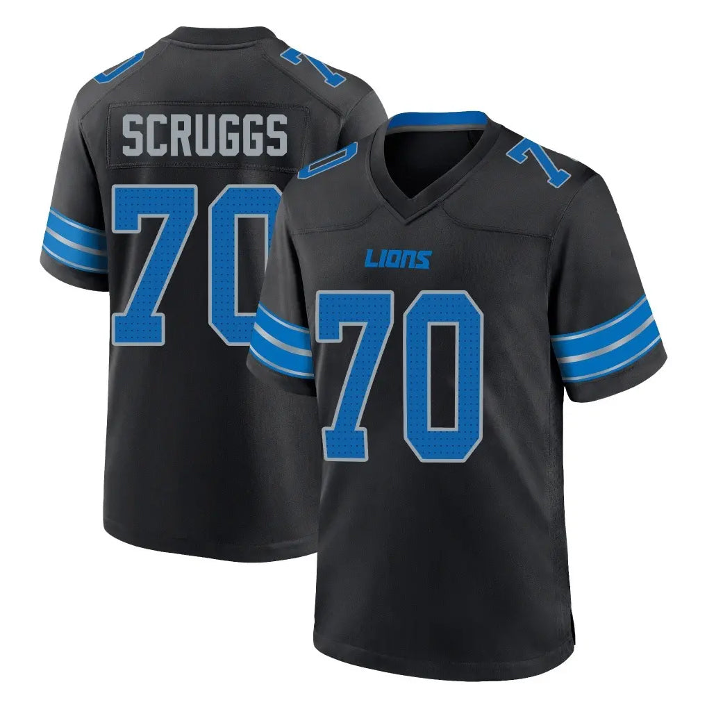 PHIN D.Lions #70 Juice Scruggs Player Black Alternate Vapor F.U.S.E. Limited Home Game Stitched Jerseys