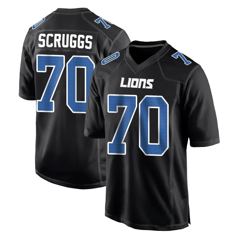 PHIN D.Lions #70 Juice Scruggs Player Black Fashion Home Game Stitched Jerseys