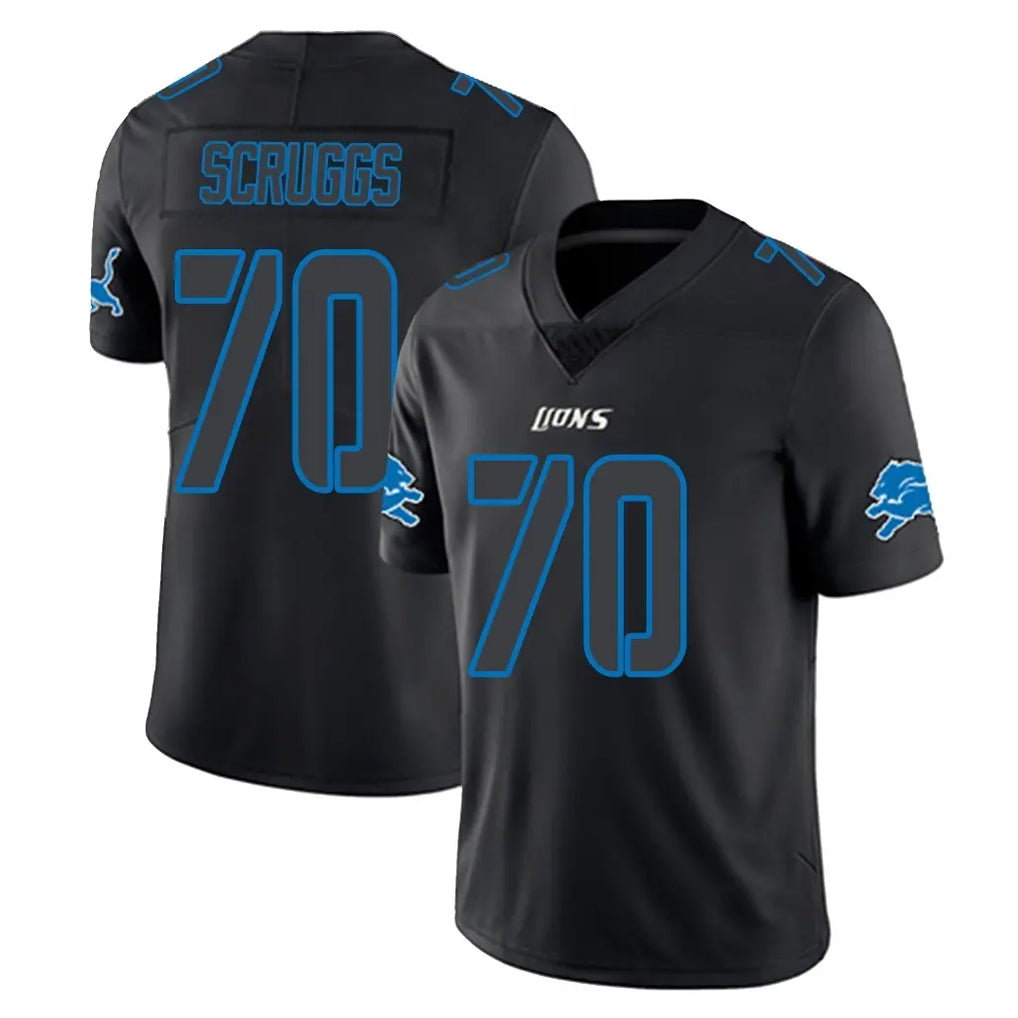 PHIN D.Lions #70 Juice Scruggs Player Black Impact Limited Home Game Stitched Jerseys