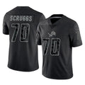 PHIN D.Lions #70 Juice Scruggs Player Black Reflective Limited Home Game Stitched Jerseys