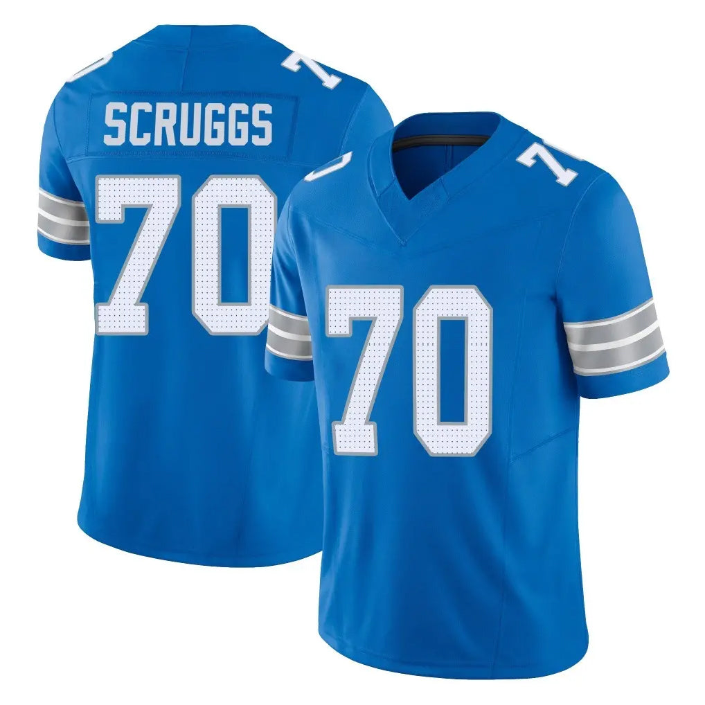 PHIN D.Lions #70 Juice Scruggs Player Blue Limited Vapor F.U.S.E. Alternate Home Game Stitched Jerseys