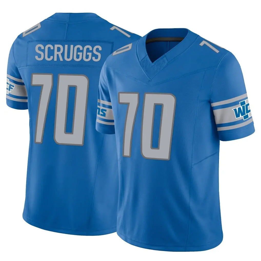 PHIN D.Lions #70 Juice Scruggs Player Blue Vapor F.U.S.E. Limited Home Game Stitched Jerseys