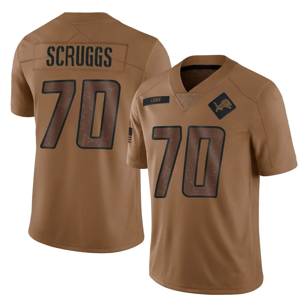 PHIN D.Lions #70 Juice Scruggs Player Brown Salute To Service Limited Stitched Jerseys