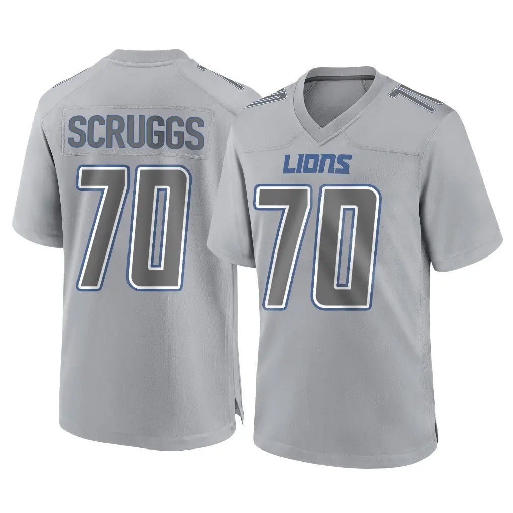 PHIN D.Lions #70 Juice Scruggs Player Gray Atmosphere Fashion Home Game Stitched Jerseys