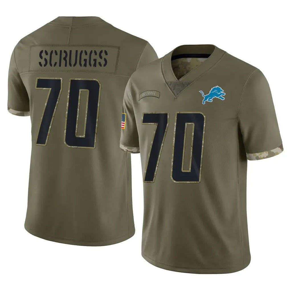 PHIN D.Lions #70 Juice Scruggs Player Olive Salute To Service Limited Stitched Jerseys
