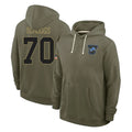 PHIN D.Lions #70 Juice Scruggs Player Olive Salute to Service Pullover Hoodies Limited Stitched Jerseys