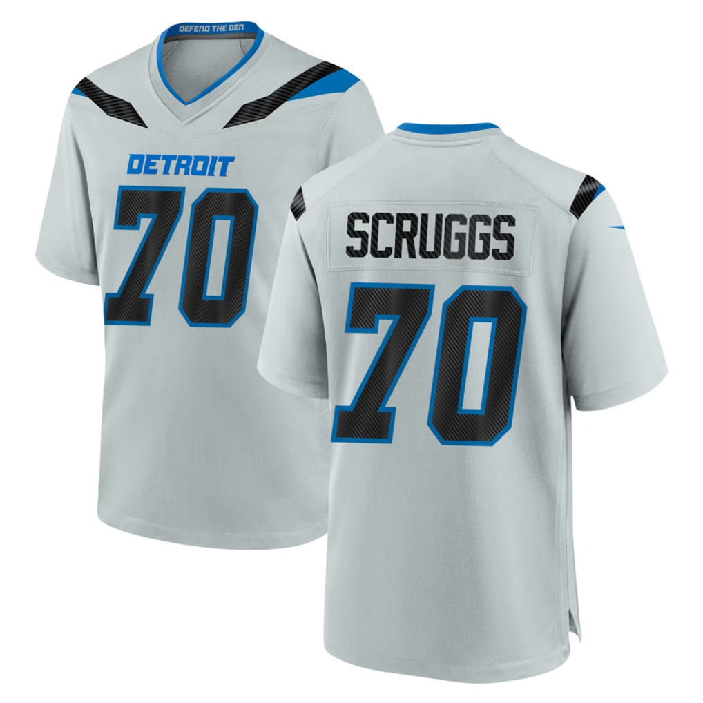PHIN D.Lions #70 Juice Scruggs Player Silver 2026 Rivalries Collection Home Game Stitched Jerseys