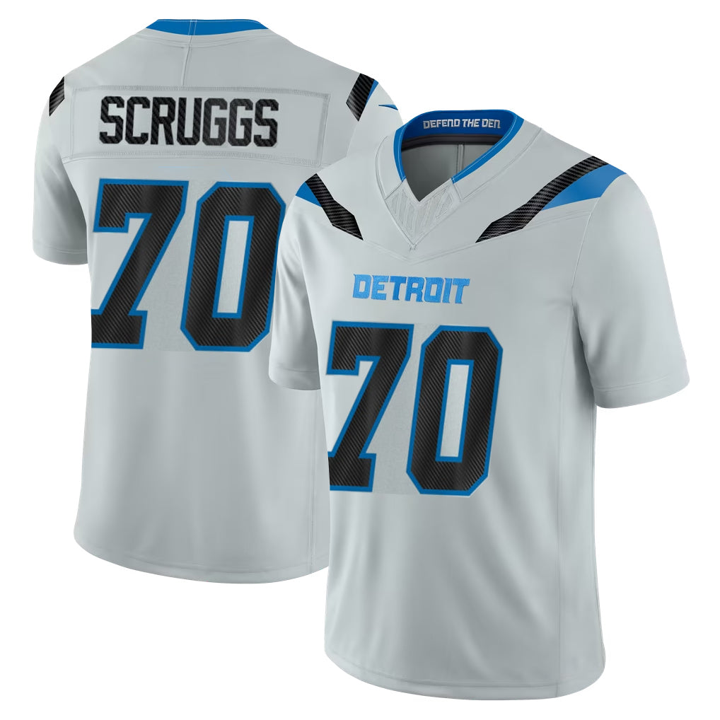 PHIN D.Lions #70 Juice Scruggs Player Silver Limited 2026 Rivalries Collection Home Game Stitched Jerseys