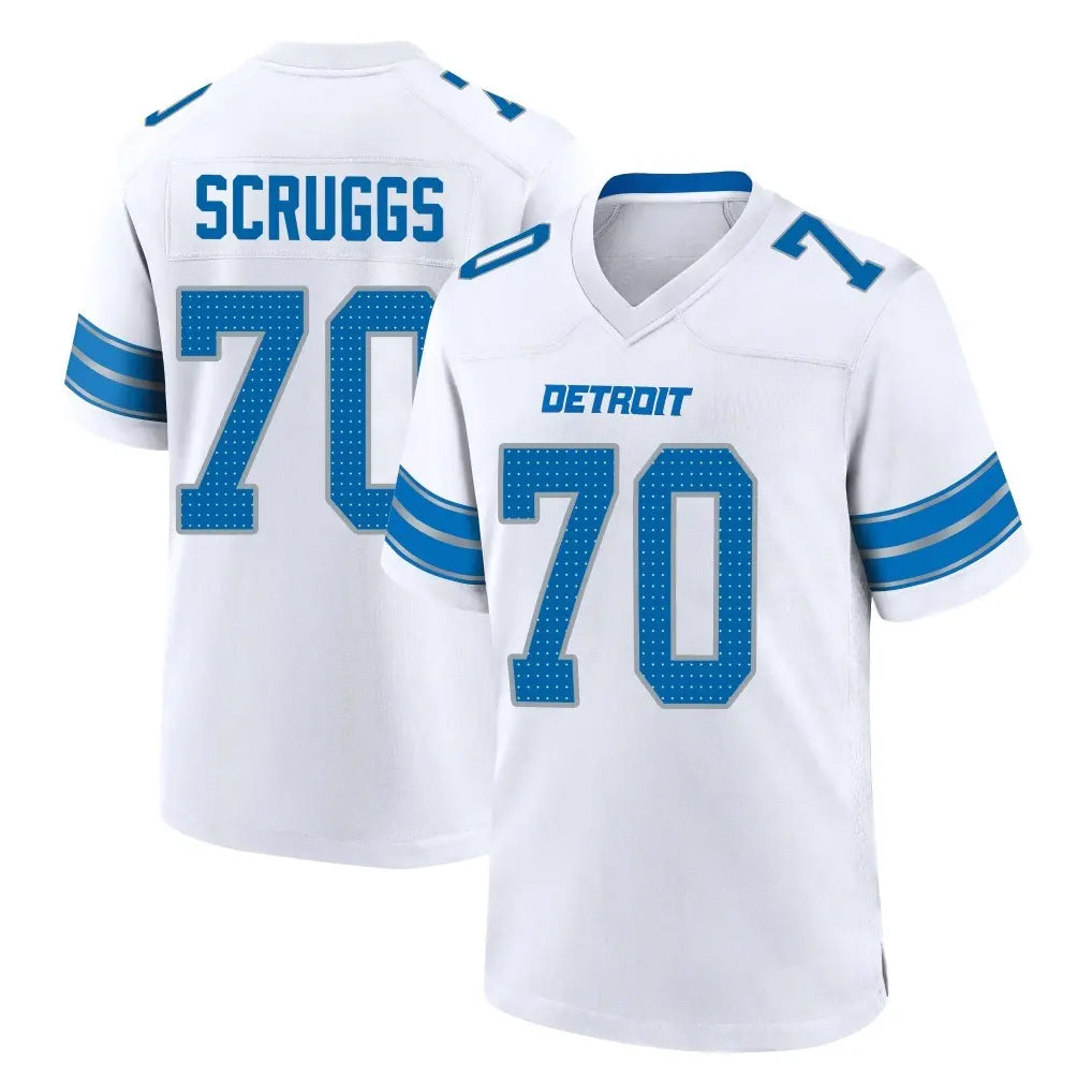 PHIN D.Lions #70 Juice Scruggs Player White Alternate Home Game Stitched Jerseys