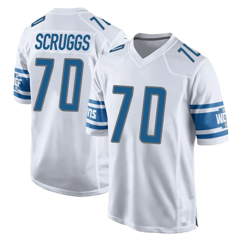 PHIN D.Lions #70 Juice Scruggs Player White Home Game Stitched Jerseys