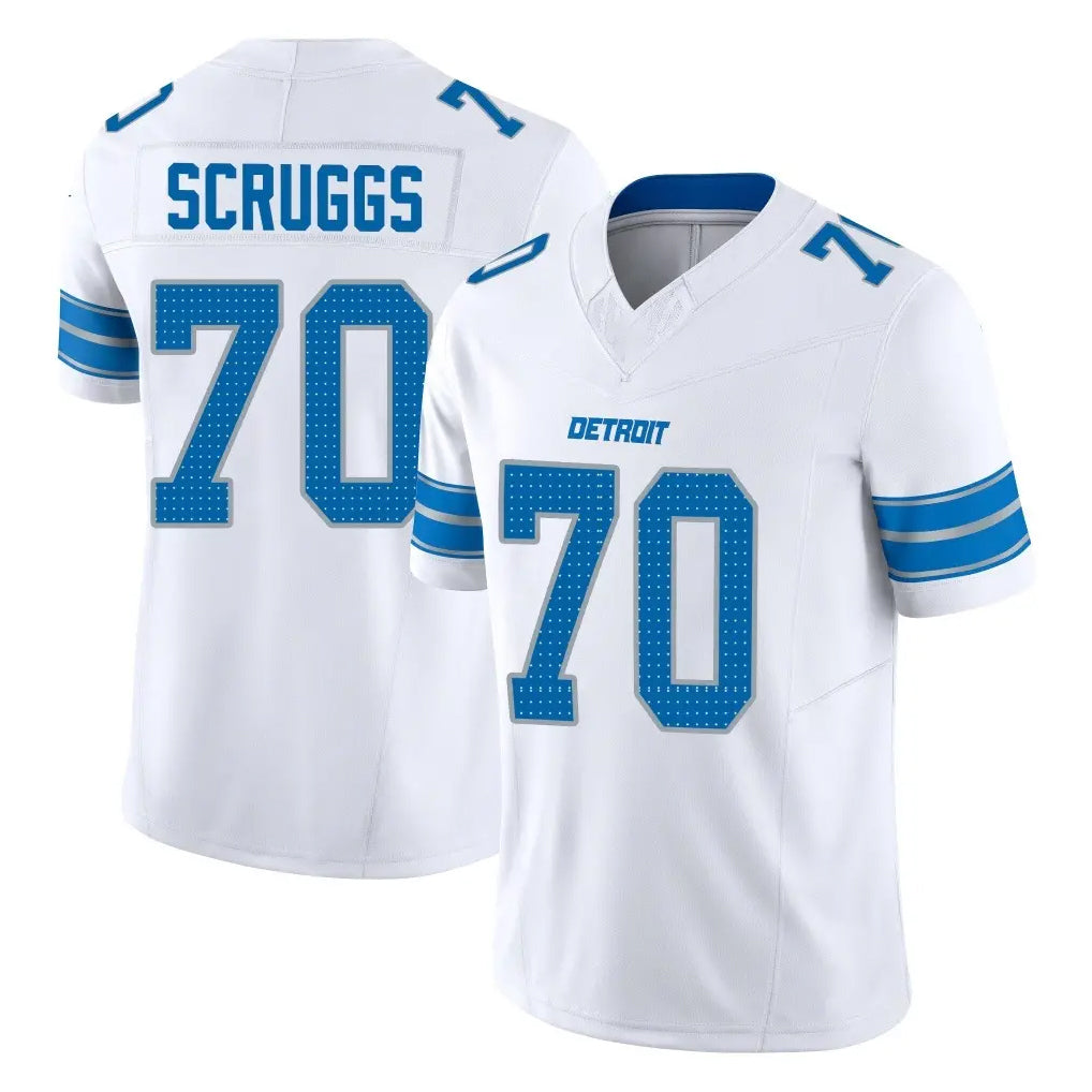 PHIN D.Lions #70 Juice Scruggs Player White Limited Vapor F.U.S.E. Alternate Home Game Stitched Jerseys