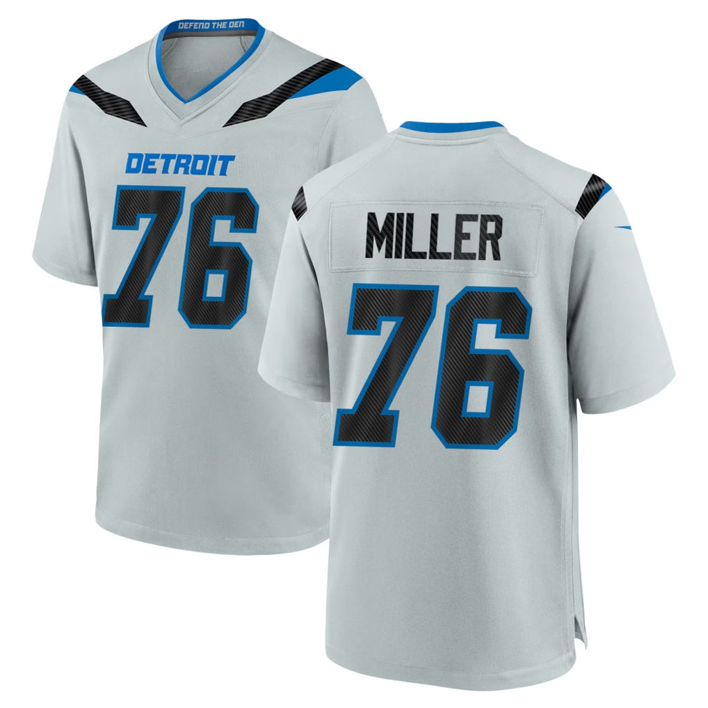 PHIN D.Lions #76 Blake Miller Player Silver 2026 Rivalries Collection Home Game Stitched Jerseys