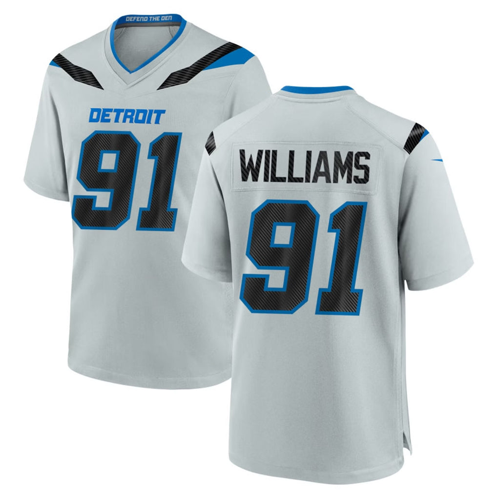PHIN D.Lions #91 Tyleik Williams Player Silver 2026 Rivalries Collection Home Game Stitched Jerseys