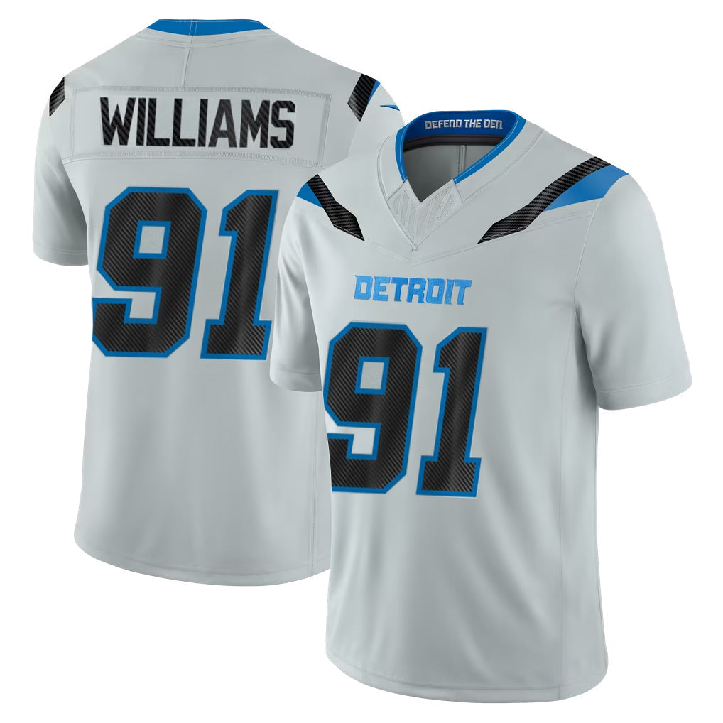PHIN D.Lions #91 Tyleik Williams Player Silver Limited 2026 Rivalries Collection Home Game Stitched Jerseys