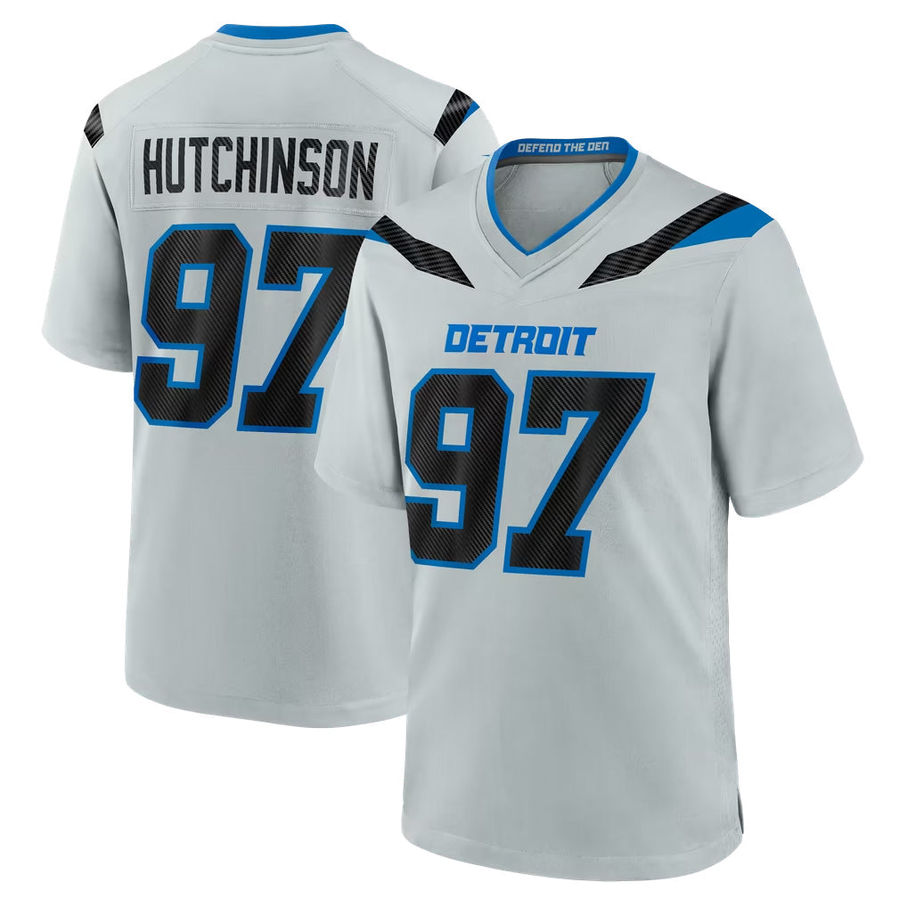 PHIN D.Lions #97 Aidan Hutchinson Player Silver 2026 Rivalries Collection Home Game Stitched Jerseys