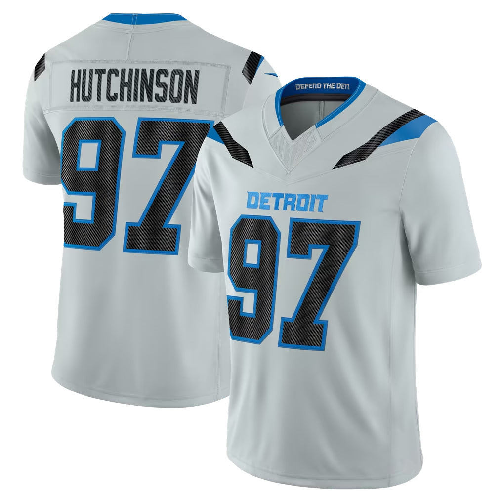 PHIN D.Lions #97 Aidan Hutchinson Player Silver Limited 2026 Rivalries Collection Home Game Stitched Jerseys