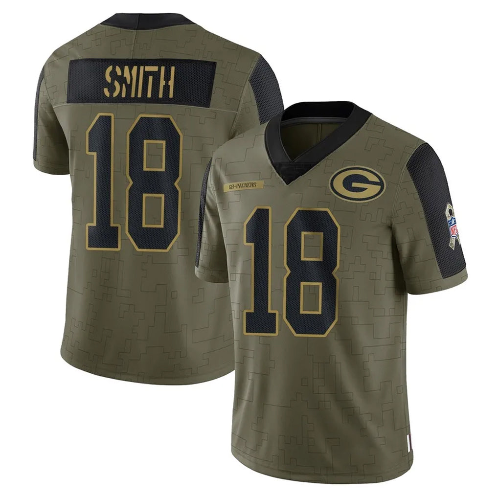 PHIN GB.Packers #18 Jonnu Smith Player Olive Salute To Service Limited Game Stitched Jerseys